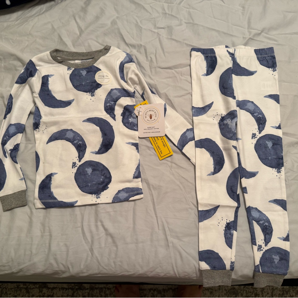 Burt's Bees Kids Blue and White Pajama set